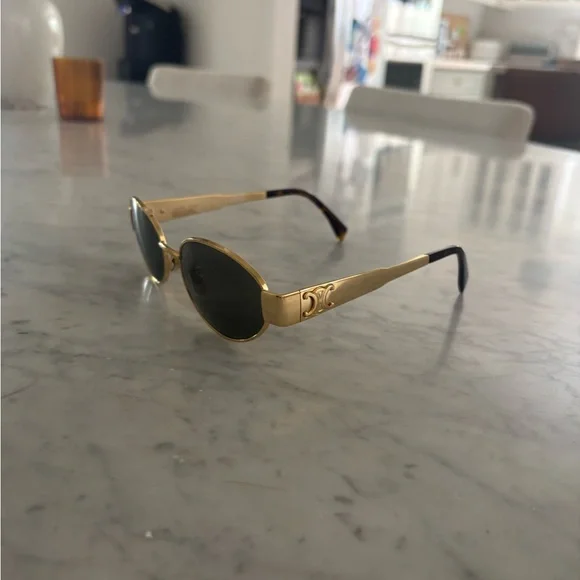 Celine Gold Oval Sunglasses Like New - Picture 3 of 16
